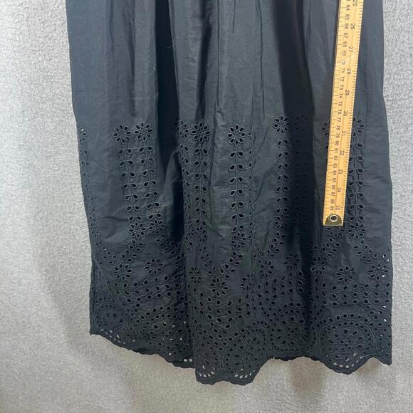 J. Crew Womens Size 8 V-neck smocked-waist dress eyelet cotton poplin Black NWT - Picture 11 of 11